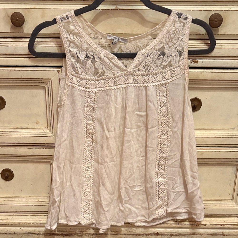 Acemi Cream Lace Detail Blouse